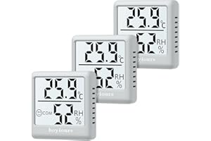 hoyiours Cyfrowy termometr pokojowy, 3 sztuki, monitor temperatury pomieszczenia i wilgotnościomierz, termometr pokojowy, higrometr, szary