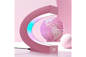 POOJAED lobe terrestre magnétique flottant avec lumières LED multicolores, gadget cool pour bureau, maison, bibliothèque, décoration de bureau, meilleur cadeau pour femme, mère, femme, petite amie, fille