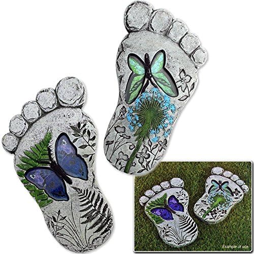 Set of 2 Deco Feet Foot Garden Stepping Stone Paving Decking Ornament Plaque