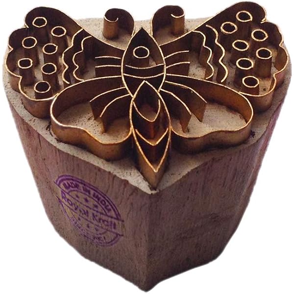 Indian Wooden Stamp With Brass Floral Pattern - Clay Printing Block For Pottery & Crafts, 1x1 Inch - View #6