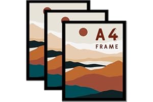 LOOCAA A4 Photo Frames - 3 Pack Black Poster Frame 20x28.5cm Black Picture Frames for Tabletop Freestanding & Wall Mounting