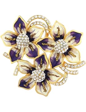 ❤Valentinstagsgeschenke❤ Blume-Brosche14 K gold Strass Damen Gelb Lila Elegant Neoglory Jewellery