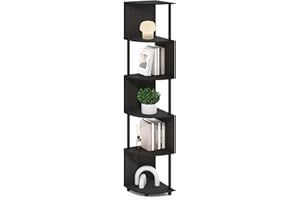 Furinno ECON Mensola Angolare, Libreria Angolare A 5 Ripiani, Scaffale Portaoggetti Zigzag, Scaffale Espositivo, Libreria, Per Organizzazione E Contenimento In Soggiorno, Ufficio Domestico, Espresso
