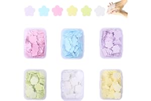 CHANRAINGYEE 6 pudełek z listkami mydlanymi, 6 pudełek na zapachy, 600 szt. mydełek w podróży, papierowe mydło, do użytku na zewnątrz, w podróży, na kemping (cytryna, mleko, róża, jaśmin, winogrona, aksamit)