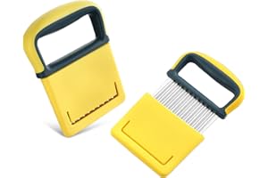 DOETYD Crinkle Chip Cutter, Crinkle Cutter Chip Cutter Stainless Steelcrinkle Cutter Knife for Potato Chipper Chip Cutter, Vegetable Cutter Wave Cutter and Cucumber Slicer (Yellow)