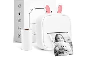 Memoking T02 Petite Imprimante-Noir et Blanc Mini Imprimante Photo Instantanée Portable Bluetooth pour Journal Diary Creation Gift Enfants, Compatible avec iOS et Android, Blanc