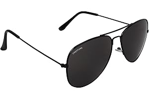 CREATURE Unisex Non Polarization Aviator Sunglasses Black Frame, Black Lens (M) - Pack Of 1