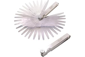 DBOO Feeler Gauge 32 Blades 0.03-1.00mm / 0.001-0.04" Stainless Steel Feeler Gauge Metric & Imperial Measurements Gap Width Thickness Gauge Measuring Tool