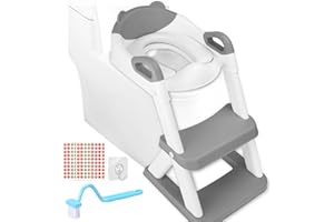BBWELL Reducteur Toilette Enfant, 2 en 1 Rehausseur Toilette Enfant, Réducteur WC avec Marches,Hauteur Réglable et Pliable, Antidérapant,Siège de Toilette pour Enfants Garçons et Filles
