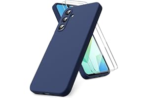Vansdon Coque Compatible avec Samsung Galaxy A16 4G/5G, 2 Film de Protection en Verre trempé, Housse Souple en TPU en Silicone Liquide, Housse en Caoutchouc Antichoc - Bleu Nuit
