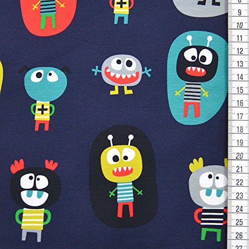 Jersey-Stoff „Moritz – Marsmännchen“ bunt / Kinder-Baumwoll-Jersey / Beste Öko-Tex Qualität / Meterware ab 50cm / FX-3-1 - 5
