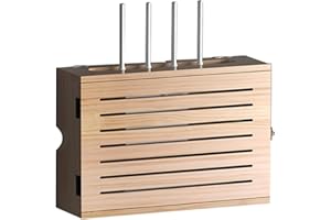 MNBVH Holz Router Regal, WiFi Router Storage Box, Router Box Wandhalterung, WLAN Box, Wandbehang Router Dekorative Box, Kabel Management Box Wand Regal Braun