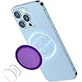 AUROX Compatible with MagSafe Base for iPhone 15/14/13/12 Magnetic Base Plate - Intended for Pop Socket Grip and Phone Ring Holder - Removable for Wireless Charging (Purple Translucent)