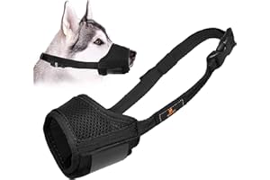 PUBIAO Muselières pour Chiens, Doux et Respirant Matériau Nylon Muselière Réglable Confortable Anti-Morsure Anti Aboiement Masque de Chien pour Chiots/Petits/Moyen Chiens (XL, Noir)