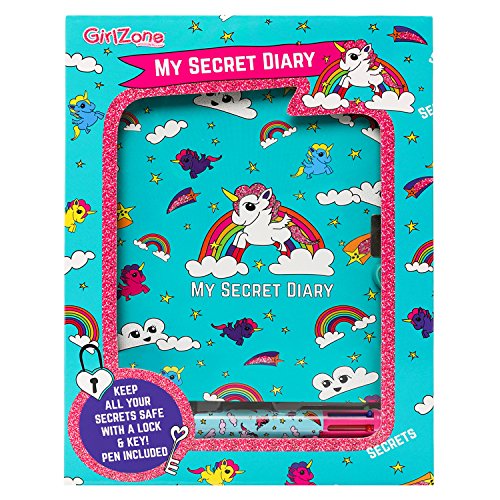 GirlZone Set DE Regalo para Chicas: Diario Secreto con Llave Y BOLÍGRAFO Diario para Escribir con Cerradura y Llave. Regalo Ideal de Cumpleaños para Chicas DE 4 5 6 7 8 9 10 Años