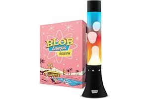 Blob Lamps® Sunset Liquid Motion Lamp Modern Matt Black Metal White Wax Multi-Coloured Glass 14.5" Mood Lamp Light