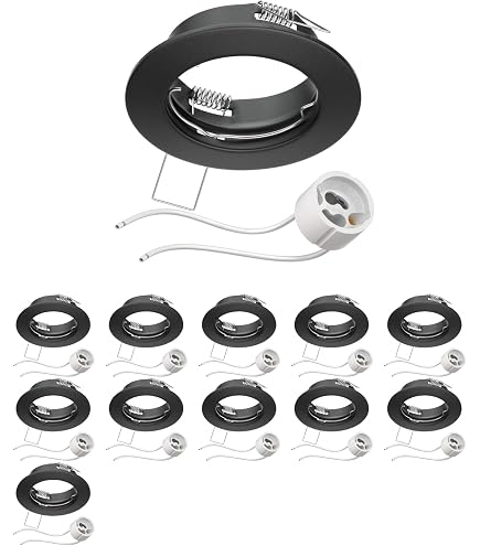 Planetitaly Polla Portafaretto Tondo Da Incasso Per Cartongesso, Foro 70mm, Colore Nero, Supporto Lampade LED GU10 E GU5.3 - 2