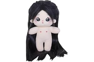 niannyyhouse Muñeca de felpa de 20 cm de pelo largo para niña, cuerpo de peluche humanoide desnudo, sin atributo, cuerpo normal de 8 pulgadas, ropa para vestir, regalos (A-42-con esqueleto)
