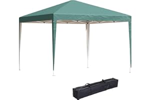 Outsunny 3 x 3M Garden Pop Up Gazebo Height Adjustable Marquee Party Tent Wedding Canopy with Carrying Bag, Green
