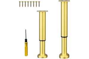 NCRGB Lot de 2 pieds de meubles en métal doré 40-70 cm, pieds de meubles réglables, hauteur ajustable, capacité de charge jusqu'à 400 kg, pieds de meubles pour meuble TV, canapé, chaise de bureau