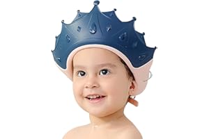FUNUPUP Baby Shower Cap, Kids Shampoo Shower Bath Cap Adjustable Hair Washing Shampoo Shield Baby Visor for Eyes and Ears Protector (Blue)