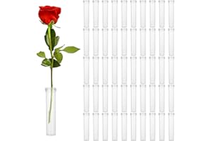 INGJIA 50 Tubi d'Acqua Floreali, Provette Plastica, 100 Pezzi Provette, Riutilizzabile Provette Plastica con Tappo Adatto per Negozio di Fiori Ristorante Soggiorno Camera Letto Caffetteria