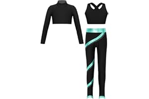 iEFiEL Kids Girls Tracksuit Crop Tops with Gym Leggings Cross Back Sport Bra Set Gymnastic Dance Leotard Outfit