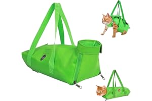 Plliocse Cat Grooming Bag Green Cat Nail Clipping Cleaning Grooming Restraint Bag, Anti Scratch Pet Grooming Bag with Leg Holes for Cats Nail Trimming, Ear Cleaning (Green, S)