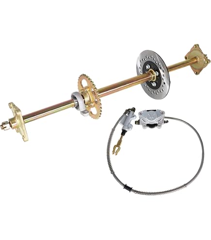 JNDO Go Kart Axle Kit 44 Inch Rear Axle DIY Go Kart Parts with Axle+Brake Caliper+Brake Disc+Pillow Block Bearing+530 Chain+37T Sprocket+Wheel Hub for Go Kart Quad Trike Drift Bikes, Drive Train