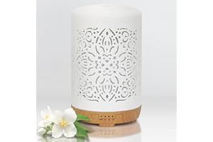 Difusor de Aceite Esencial de Earnest Living Difusor de cerámica Blanca Temporizadores de 250 ml Luz Nocturna Función de Apagado automático Humidificador de Oficina en casa Difusores de aromaterapia