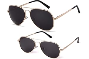 ADEWU Lunettes de Soleil Enfant Unisexe Lunettes Aviateur Polarisées Rétro Lunettes UV pour Filles Garçons (Parent + Enfant)