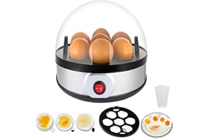 SATHYCHANPY Cuiseur à œufs, cuisinier d'œufs compact de 400 W,Appareil Vapeur sans BPA pour 1 à 7 Œufs,oeufs mollets,oeufs moyens,oeufs durs,Poacher, Base anti-dérapante
