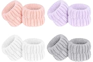 AOOWU Bracelets de Lavage de Visage, 4 Paires Microfibre Bracelets de Lavage de Visage, Bracelet en Flanelle pour Femme Maquillage, Yoga, Empêche Le Liquide de se renverser dans Vos Bras