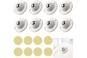 GGOUPTY Self-Adhesive Wheels 8 Pcs Carton Wheel Plastic Caster Built-in 360 Degree Swivel Steel Ball Universal Paste Pulley for Trash Can Furniture Various Storage Boxes