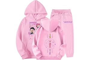 GENERIC Kpop Hunters Survêtement Fille Ensemble 2 Pièces Enfants Unisexe Vintage Y2K Hoodie Pantalon et Haut Sweats à Capuche Jogging Vêtements Imprimés Huntri/X Sportswear