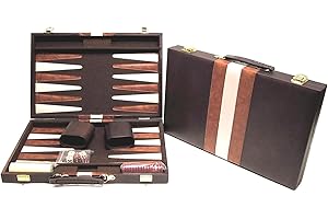 H O T GAMES Backgammon Koffer braun Kunsleder.46x30cm.
