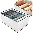 RENVA 7 Grid Wardrobe Clothes Organizers | Foldable Non-Woven Closet Drawer Organizer for Shirts, Jeans, T-Shirts, Sarees, Pants, Sweaters | Storage Box for Almirah - 36X25X 20 Inches - White, 2 PCS