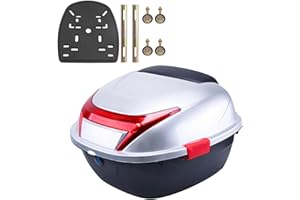NUACOS Motorrad Kofferraum Tour Heckbox Topcase ABS Wasserdicht AbschließBar Universal Harthelm GepäCkaufbewahrung mit Montagematerial für Motorrad Moped RüCkseitenkoffer ,H,11*15*16inch