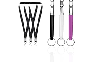 HCOVIV Lot de 3 sifflets pour Chien pour arrêter Les aboiements - Sifflet de Rappel avec Cordon de contrôle des aboiements