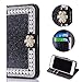 Produktbild Shinyzone Huawei P10 Lite Flip Brieftasche Hülle mit Ständer halter,Huawei P10 Plus Bling Glitzer Hülle,3D Blume Diamant Magnetverschluss PU Leder mit Kredit kartensteckplätzen,Anti-Scratch Stoßfest Silikon Stoßstange Schutz Luxus Strass Persönliches Design Handyhülle für Huawei P10 Lite,Schwarz
