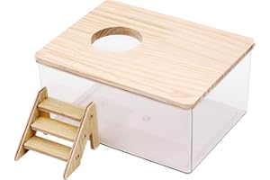 MoYouno Hamster Sand Bath,Transparent Acrylic Sand Bath Box and Pet Bath,Container With Ladder,Pet Supplies,Small Animal Pet Sauna Toilet,for Guinea Pig Chipmunk or Other Small Pets (rectangle)