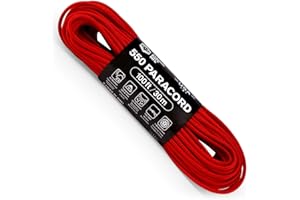 Atwood Rope MFG 550 Paracord 100 Feet 7-Strand Core Nylon Parachute Cord Outside Survival Gear Made in USA | Lanyards, Bracelets, Handle Wraps, Keychain (Red)