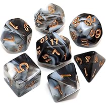 DNDND Set di 7 dadi in metallo con fiori metallizzati, con custodia regalo per D&D Dungeons e Dragon da tavolo (fiori viola con oro