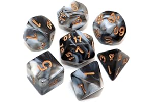 CREEBUY Polyhedral Dice Set for Dungeons & Dragons, MTG, Role-Playing Games, D20, D12, D10, D8, D6, D4, Black/White