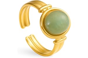 GOLDENCAT Anillo Joyful, Anillo Piedra Amatista, Anillo Ajustable, Anillo Adaptable, Anillo Acero Dorado con Piedra de Color, Acero Inoxidable, Baño Oro 14k