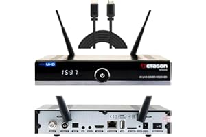 OCTAGON SF8008 UHD 4K Combo Receiver + NONIC HDMI Kabel, Sat- Kabel- & DVB-T2 Receiver, E2 Linux & Define OS, DVB-S2X & T2C, mit PVR Aufnahmefunktion, Gigabit LAN, Kartenleser, Sat to IP, WiFi