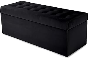 MG Design Polsterhocker 45 x 120 cm Schwarz mit großem Stauraum (ca. 140 L), bis 300 kg belastbar, weich mit dezentem Schimmer, pflegeleicht – Wohnbereich, Schlafraum & Flur