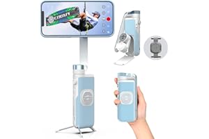 PowerVision S1, Gimbal Smartphone,3-Achsen-Telefonstabilisator mit eingebautes Stativ, kabelloser Powerbank und AI Tracking von Gesichtern, für Vlogging oder TikTok (Explorer Kit, Blau)