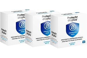 Protecht DryPlus underarmsdynor, anti-svettdynor, osynliga, bekväma, superabsorberande självhäftande dynor för att hålla underarmen torra, för engångsbruk för män och kvinnor, 12 S, medium – 3-pack