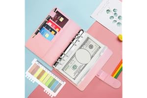 THATSRAD Classeur Budget Planner Classeur A6 en PU Cuir Organisateur Budget Compte Organisateur Budget A6 Feuilles de Budget Planner Organisateur Budget Annuel Classeur Budget Set, Rose, 19 * 13.5cm